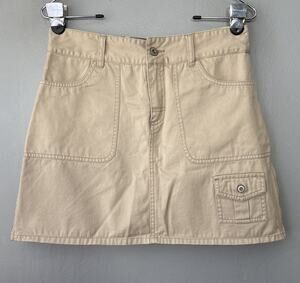 Y2K Khaki Cargo Mini Skirt Juniors Size 7 Outdoors Utility Casual Gorpcore 2000s
